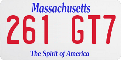 MA license plate 261GT7