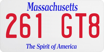 MA license plate 261GT8