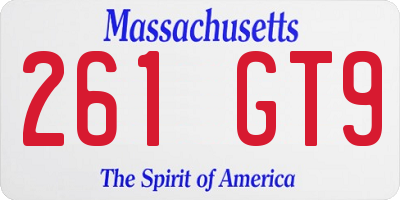 MA license plate 261GT9
