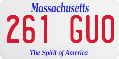 MA license plate 261GU0