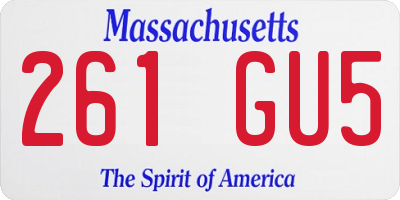 MA license plate 261GU5