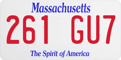 MA license plate 261GU7