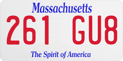 MA license plate 261GU8