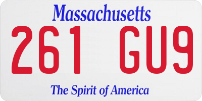 MA license plate 261GU9