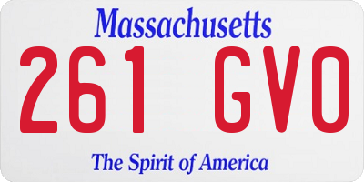 MA license plate 261GV0