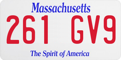 MA license plate 261GV9