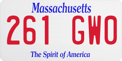 MA license plate 261GW0