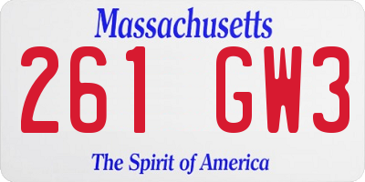 MA license plate 261GW3