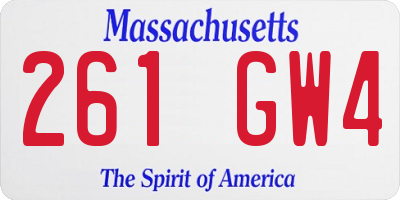 MA license plate 261GW4