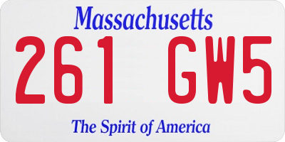 MA license plate 261GW5