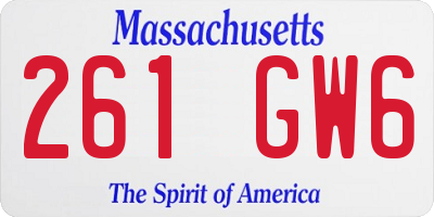 MA license plate 261GW6