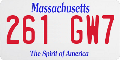 MA license plate 261GW7