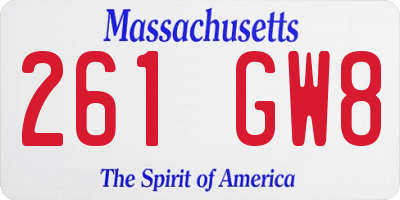 MA license plate 261GW8