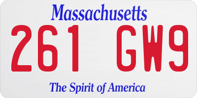 MA license plate 261GW9