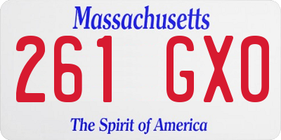 MA license plate 261GX0