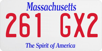 MA license plate 261GX2