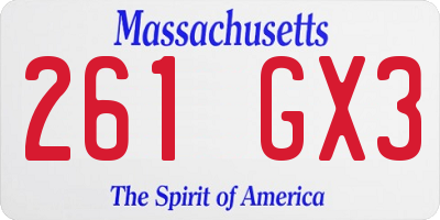 MA license plate 261GX3