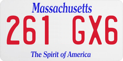 MA license plate 261GX6
