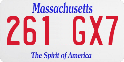 MA license plate 261GX7