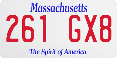 MA license plate 261GX8