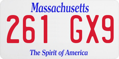 MA license plate 261GX9