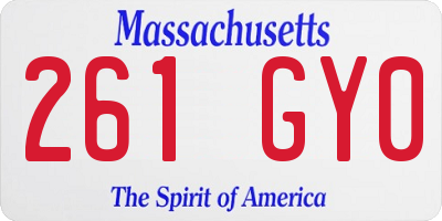 MA license plate 261GY0