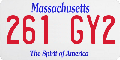 MA license plate 261GY2