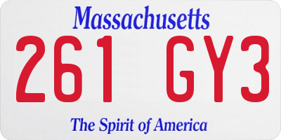 MA license plate 261GY3