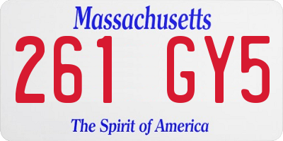 MA license plate 261GY5