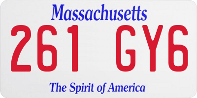 MA license plate 261GY6