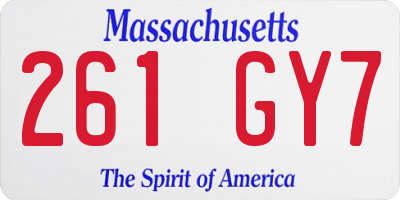 MA license plate 261GY7