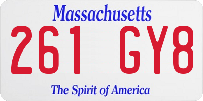 MA license plate 261GY8