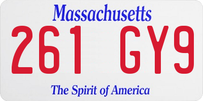MA license plate 261GY9