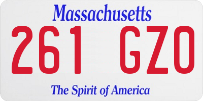 MA license plate 261GZ0