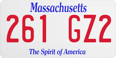 MA license plate 261GZ2