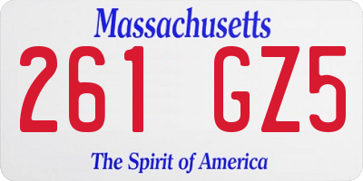 MA license plate 261GZ5