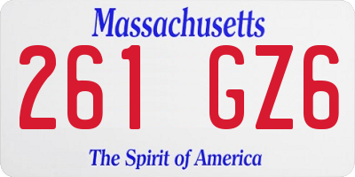 MA license plate 261GZ6