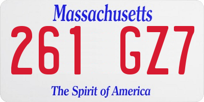 MA license plate 261GZ7