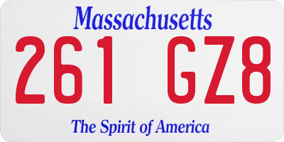 MA license plate 261GZ8