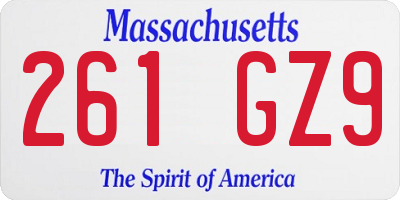 MA license plate 261GZ9