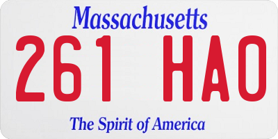 MA license plate 261HA0