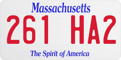 MA license plate 261HA2