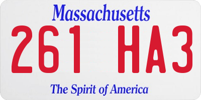 MA license plate 261HA3