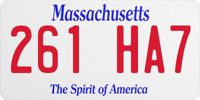 MA license plate 261HA7