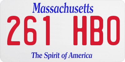 MA license plate 261HB0