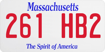 MA license plate 261HB2