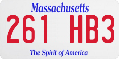 MA license plate 261HB3