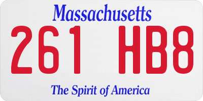 MA license plate 261HB8