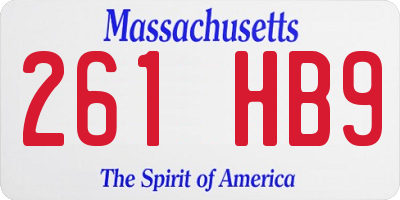 MA license plate 261HB9