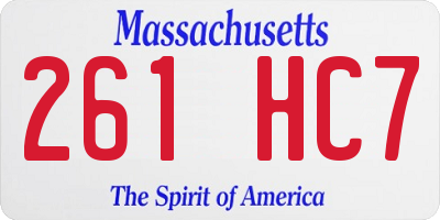 MA license plate 261HC7